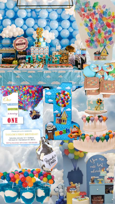 Up Birthday Party Theme Disney, Baby First Birthday Themes, Toy Story Baby, Fun Baby Announcement, 5th Birthday Party Ideas, Disney Baby Shower, Baby Shower Theme Decorations, 1st Birthday Party Themes, 1st Birthday Themes