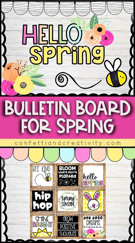 Looking for an easy and cheap way to decorate your bulletin board for Spring? Give yourself some encouragement that Spring Break is on the way with this simple and cheap bulletin board kit. Bulletin board ideas for Spring. Spring classroom decorations. #bulletinboardideas #springclassroom #classroomdecorations #classroomideas #affordableclassroomdecor Bulletin Board Ideas For Spring, Spring Bulletin Board Ideas, Easy Bulletin Board, Spring Classroom Decorations, March Bulletin Board, Classroom Posters Free, Holiday Posters, Classroom Door Decor, Holiday Bulletin Boards