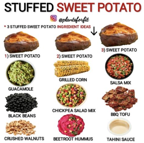 Stuffed Sweet Potato, Vegan Grocery, Plant Based Diet Recipes, Vegan Meal Plans, Tasty Vegetarian Recipes, Vegan Meal Prep, Sweet Potato Recipes, Vegan Cooking, Vegan Dinner Recipes