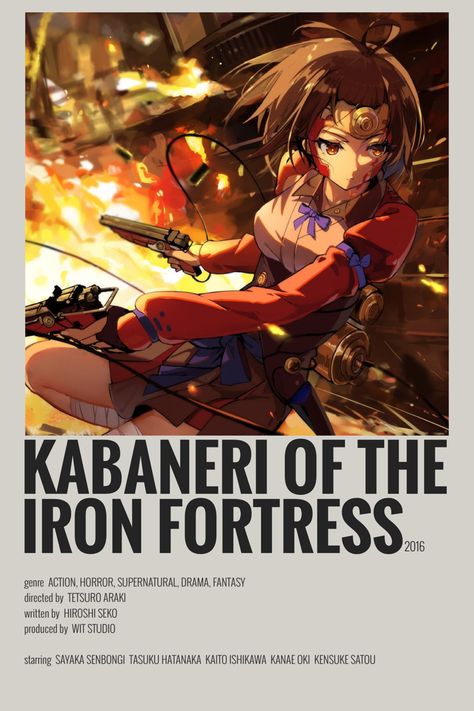 Kabaneri Of The Iron Fortress Poster, Kabaneri Of The Iron Fortress Ikoma, Minimalist Anime Poster, Kabaneri Of The Iron Fortress, Anime Motorcycle, Minimalist Anime, Iron Fortress, Anime Suggestions, Anime List