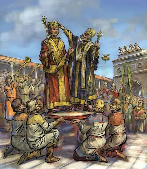 Coronation of an Emperor. Byzantine Army, Historical Illustrations, Moscow Kremlin, Soaring Eagle, Byzantine Architecture, Eastern Roman, Historical Illustration, Medieval World, Byzantine Empire