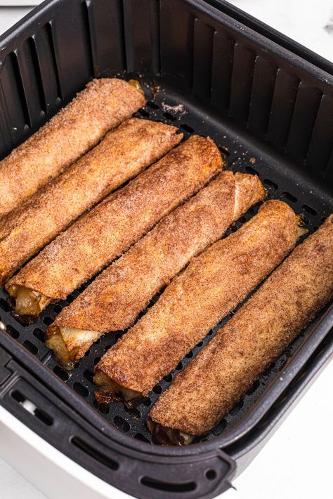 Air Fryer Apple Pie Taquitos | Air Frying Foodie Apple Pie Taquitos, Air Fryer Apple Pie, Air Fryer Recipes Dessert, Traditional Apple Pie, Fried Apple Pies, Air Fryer Recipes Snacks, Taquitos Recipe, Homemade Apple Pie Filling, Canned Apple Pie Filling