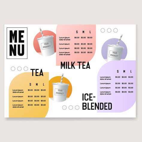 Boba Drink Menu Design, Boba Tea Menu Design, Bubble Tea Graphic Design, Boba Menu Design, Milk Tea Menu Design, Bubble Tea Menu Design, Tea Menu Design, Drink Menu Design Ideas, Milk Tea Menu