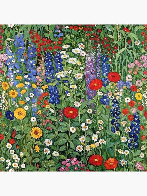 Gustav Klimt Garden, Gustav Klimt Flowers Gardens, Klimt Garden, Drawing Elements, Gustav Klimt Art, Klimt Paintings, Klimt Art, Garden Painting, Gustav Klimt