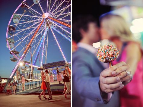 A Fun County Fair Engagement Session - Every Last Detail Carnival Photo Shoots, Themed Engagement Photos, Fair Pictures, Carnival Photography, Fair Photography, Carnival Wedding, Couples Engagement Photos, Fun Fair, County Fair