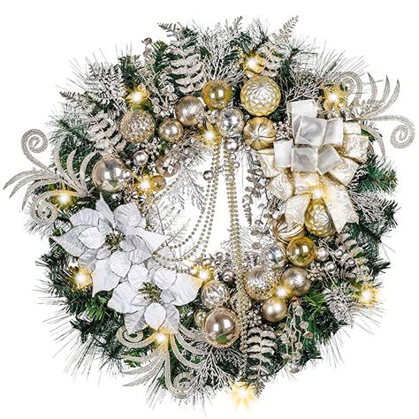 Outdoor Table Centerpieces, Pre Lit Christmas Wreaths, Elegant Christmas Wreath, Large Christmas Wreath, Christmas Wreaths With Lights, Christmas Wreath For Front Door, Gold Wreath, Christmas Front Doors, Christmas Wreaths For Front Door