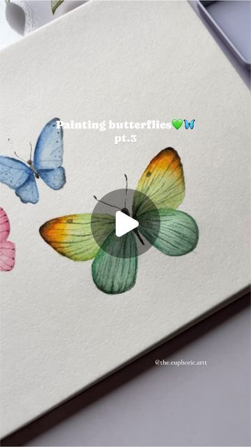 Watercolour Art Aesthetic, Watercolor Art Butterfly, Q Tip Art, Learning Watercolor, Water Colouring, Colourful Butterfly, Watercolor Butterflies, Aesthetic Butterfly, Butterfly Painting