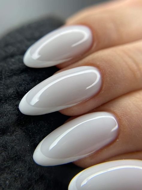 Almond Nails Milky White, Milky White Christmas Nails, Milky Almond Nails, Milky White French Tip Nails, White French Nails, Nail Types, White French Tip, Pearl Nails, White Nail Designs