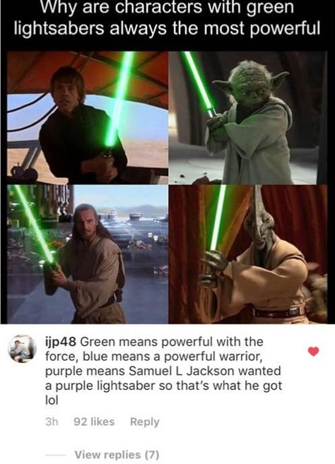 Star Wars Trivia, Purple Lightsaber, Star Wars Meme, Funny Star Wars Memes, Prequel Memes, Star Wars Facts, Star Wars Jokes, Movies And Series, Star Wars Images