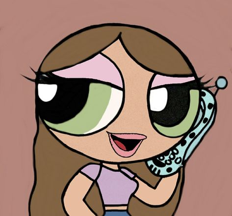 Cartoon Profile Pics Brown Hair Green Eyes, Powerpuff Girl Brown Hair, Brunette Green Eyes Cartoon, Brown Hair Green Eyes Cartoon, Brown Hair Light Eyes, Puff Aesthetic, Brown Hair And Hazel Eyes, Blonde Hair Cartoon, Brunette Green Eyes