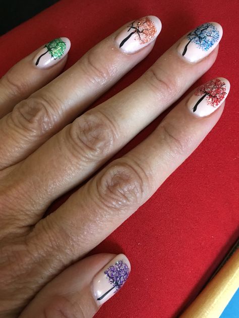 Tree of life nails done at modern nails in Casper Wyoming Tree Of Life Nails, Casper Nails, Bible Project, Casper Wyoming, Tree Nail Art, Fancy Nails Designs, Modern Nails, Nails Done, Acrylic Designs