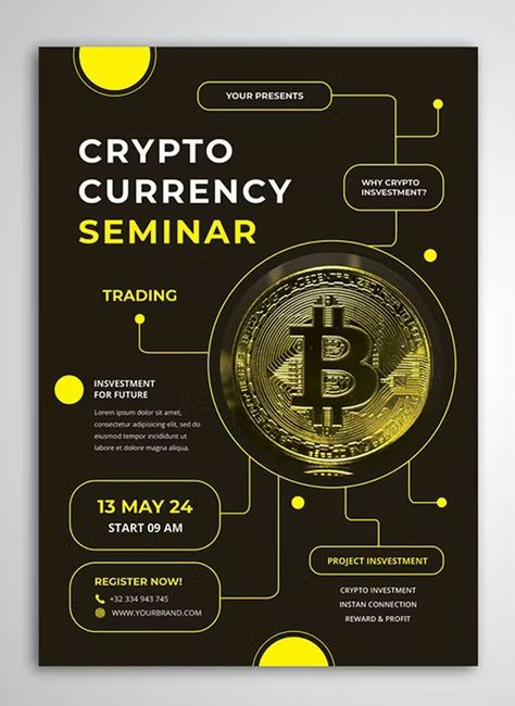 Crypto Flyer Template PSD Crypto Poster, Research Poster, Graphic Design Flyer, Flyer Layout, Creative Poster Design, Creative Posters, Crypto Currencies, Anime Scenery Wallpaper, Print Templates