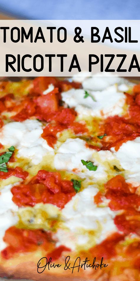 Home Made Pizza Recipe, Ricotta Cheese Pizza, Pizza Ricotta, Ricotta Tomato, Ricotta Pizza, Basil Pizza, White Pizza Recipes, Home Made Pizza, Authentic Italian Pizza