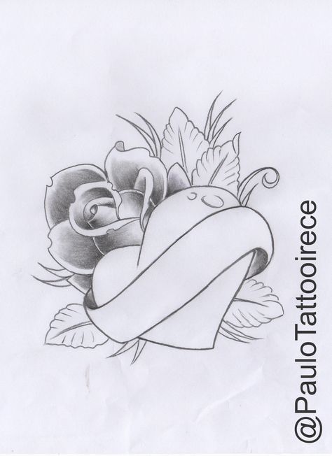 Badass Drawings, Rose Drawing Tattoo, Heart Doodle, Rose Drawing, Heart Drawing, Roses Drawing, Tattoo Art Drawings, Tattoo Design Drawings, Love Drawings