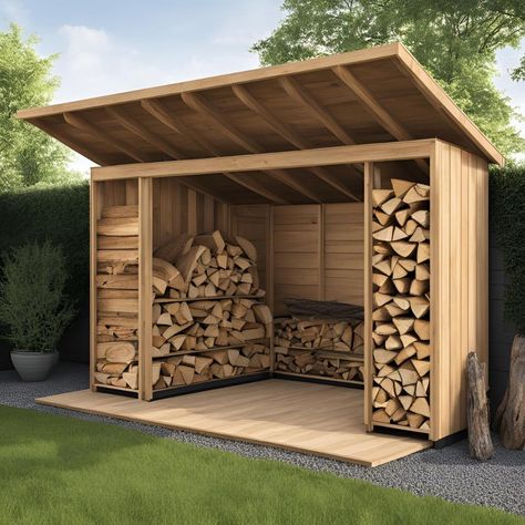 DIY Firewood Storage Shed Plans - Build a Durable and Spacious Wood Storage Solution with Easy Step-by-Step Blueprints by klashaus on Etsy Wood Lean To Shed, Chopped Wood Storage Outdoor, Simple Shed Plans Easy Diy, Shed With Wood Storage, Wood Storage Outdoor, Diy Wood Fence, Diy Firewood Storage, Outdoor Wood Storage, Firewood Shed Plans