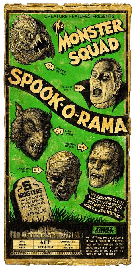 Spook O Rama, Universal Monsters Posters, Halloween Comics Vintage, The Monster Squad, Vintage Halloween Posters, Classic Horror Movies Posters, Classic Monster Movies, Arte Zombie, Horror Vintage