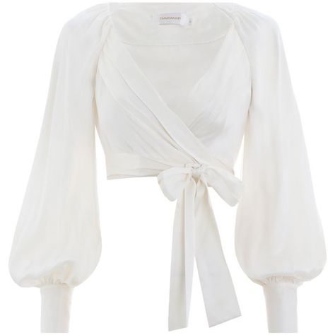 ZIMMERMANN Wrap Blouse ($425) ❤ liked on Polyvore featuring tops, blouses, shirts, crop top, white wrap shirt, cropped white shirt, wrap crop top, white blouse and white crop tops Cute White Shirts, White Crop Blouse, White Wrap Blouse, Cropped White Shirt, White Wrap Top, Shirts Crop, White Shirt Blouse, Wrap Crop Tops, Crop Top Sweatshirt