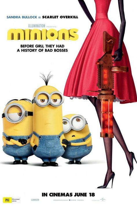 Scarlet Overkill Minions 2, Promo Flyer, New Movie Posters, Minion Movie, Minion Pictures, 2015 Movies, Kids' Movies, Michael Keaton, Movies And Series