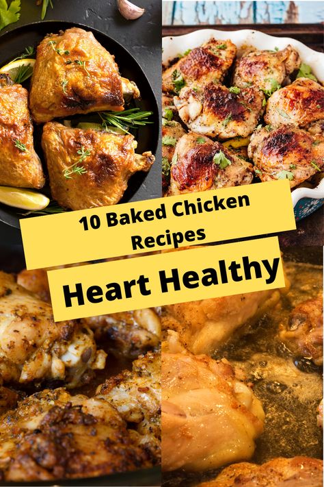 Explore our collection of 10 Baked Chicken Recipes perfect for a heart-healthy diet. These dishes are not only delicious but also packed with nutritious ingredients that are good for your heart. From savory herbs to aromatic spices, each recipe is carefully crafted to provide a balance of flavors while keeping health in mind. #hearthealthy Heart Healthy Recipes Dinner, Healthy Baked Chicken Recipes, Heart Healthy Meals, Heart Healthy Chicken Recipes, Heart Healthy Diet Recipes, Cardiac Diet Recipes, Heart Healthy Recipes Low Sodium, Baked Chicken Recipes Healthy, Healthy Baked Chicken