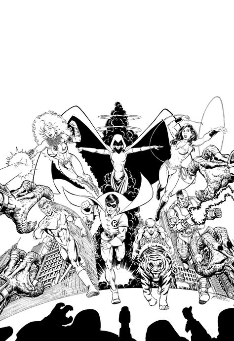 The New Teen Titans No. 1 Alternate Cover by George Pérez – Catspaw Dynamics · Comics, Books & Pop Culture New Teen Titans, The New Teen Titans, George Perez, Art Cover, Bristol Board, Black White Art, Science Fiction Art, American Comics, Comic Book Artists