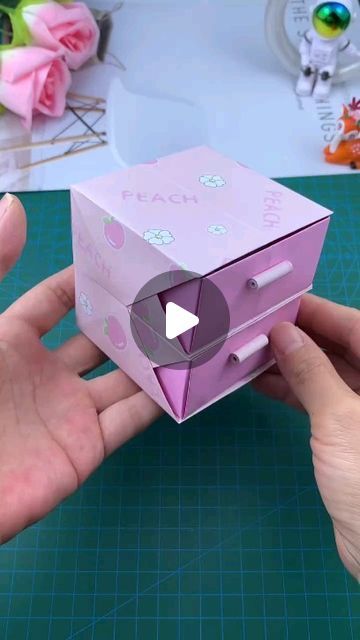 Paper Storage Boxes, Diy Box Template Free Printable, Diy Box Storage Paper, Box Creative Design, Paper Storage Boxes Diy, Paper Drawers Diy, Folding Paper Crafts, Mini Paper Crafts, Origami Scrapbook