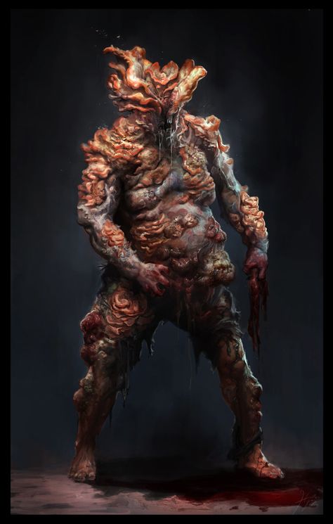 The Infected is the generic term given to mutated humans who have been infected and reshaped into horrific new forms by the Cordyceps Brain Infection. The resulting creatures are highly aggressive, and will attack any uninfected human on sight. The Infected are one of the main enemy types in The Last of Us, Left Behind, and The Last of Us Part II, the other being the human enemies. Arte Zombie, Zombie Art, Post Apocalypse, Game Concept Art, Last Of Us, Creature Concept, Zombie Apocalypse, Video Game Art, Creature Design