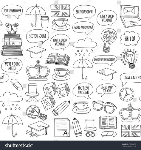 Vector set Doodle patterns and icons English courses Language school #Ad , #paid, #Doodle#patterns#Vector#set Doodle Art Name, Doodle Art Posters, School Binder Covers, Tumblr Illustration, Doodle Art Letters, School Icon, Doodle Art Journals, Doodle Icon, Heart Drawing