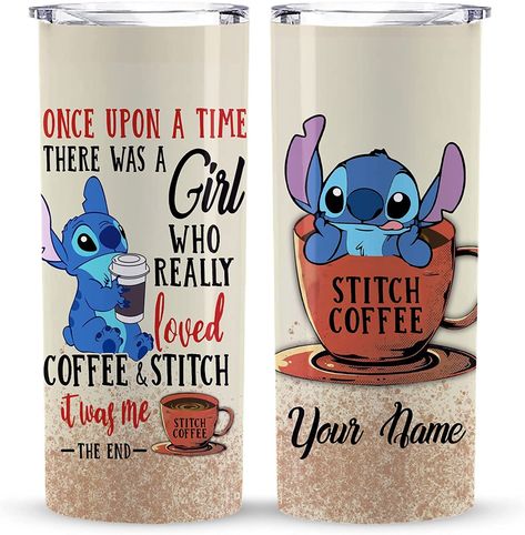 Stitch Tumbler Cup Ideas, Stitch Merchandise, Stitch Tumbler, Stitch Gifts, Lilo And Stitch Merchandise, Stitch Quotes, Coffee Cup With Lid, Lilo And Stitch Quotes, Mom Coffee Cups