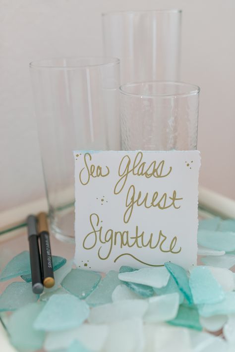 Bridal Shower Pictures, Indoor Weddings, Sea Glass Wedding, Wedding Guest Book Ideas, Guest Book Ideas, Beach Bridal Showers, Beach Wedding Guests, Glass Wedding, Cruise Wedding