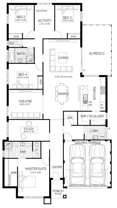 Single Storey House, Single Storey House Plans, 4 Bedroom House Plans, Building Plans House, Home Design Floor Plans, House Construction Plan, Family Budget, Storey Homes, Contemporary Homes