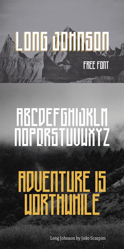 #Free Long Johnson #Display #Font is a clean industrial condensed free font created by João Scarpim. It contains only uppercase glyph. This font perfectly suited for logos, advertisement, labels, badges, headlines, magazines, name card, titles, etc. via @creativetacos Sweet Branding, Graphic Design Freebies, Free Web Design, Typography Branding, Typeface Font, Font Inspiration, Graphic Design Fonts, Creative Fonts, Student Project