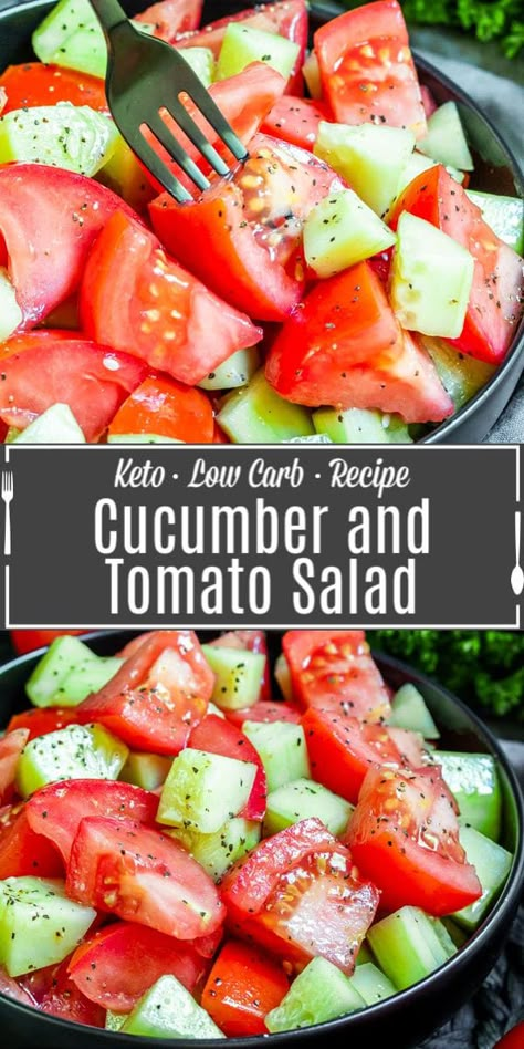 Cucumber And Tomato Salad, Cucumber And Tomato, Fresh Tomato Recipes, Medicine Tips, Tomato Salad Recipes, Gluten Free Sides Dishes, Easy Salad, Low Carb Sides, Keto Pancakes