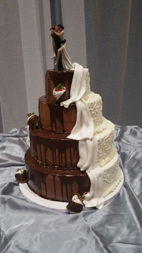 Different Wedding Cakes, Funny Wedding Cakes, Dream Wedding Cake, Chocolate Wedding Cake, Crazy Cakes, Cool Wedding Cakes, Future Wedding Plans, Cute Wedding Ideas, Wedding Cake Designs