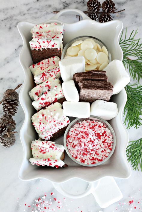 Christmas Smores Charcuterie Board, Christmas Smores Bar, Christmas Smores, Christmas Treat Recipes, Xmas Foods, Peppermint Desserts, Winter Board, Yummy Christmas Treats, Christmas Food Treats