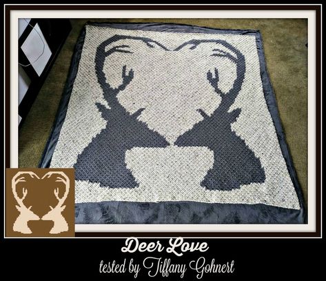 Deer Love Afghan, C2C Graph, Crochet Pattern, Deer Love graph, Deer Love c2c graph, Deer afghan crochet pattern Motifs Afghans, Deer Blanket, Crochet Deer, Graph Crochet, Mary Maxim, Corner To Corner, C2c Crochet, Haken Baby, Afghan Patterns