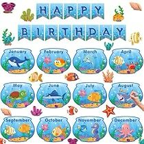 Sea Classroom Door, Under The Sea Classroom Door, Bulletin Board Birthday, Animal Bulletin Board, Ocean Classroom Theme, Ocean Bulletin Board, Sea Theme Birthday, Under The Sea Classroom, Birthday Bulletin Board