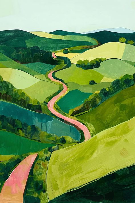 This digital art print features an abstract impressionist landscape painting of rolling hills, and a winding road surrounded by trees. Whether you favor traditional, modern, boho, glam, farmhouse, cottagecore, minimalist or maximalist decor style, this stunning artwork is a perfect statement print for a gallery wall, in your living room, your bedroom or in any special spot in your home. Once you purchase this art, you will be directed to a link where you can instantly download the files to print. You will receive five 300dpi jpgs that can be printed at the following sizes and ratios: *Any 2:3 ratio size up to 20" x 30" *Any 3:4 ratio size up to 24" x 32" *Any 4:5 ratio size up to 24" x 30" *Any square size up to 28" x 28" *A2, A3, A4, A5 or A6 You can print this art at Mpix.com, VivyxPrint Road And Trees Painting, Boho Digital Art, Art Gallery Landscape, Rolling Hills Landscape, Hills Painting, Path Art, Hills Landscape, Cottagecore Minimalist, Art Clouds