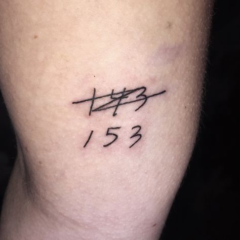 LANY tattoo. Paul Jason klein. I loved you. 143 153. Small tattoo 143 153 Tattoo, Paul Klein Tattoos, Paul Jason Klein Tattoos, Lany Tattoo Idea, 143 Tattoo Ideas, 143 Tattoo, Letter Tattoos On Hand, Lany Concert, Simple Leg Tattoos