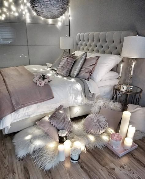 Best Bedroom Designs, Bed Design Ideas, Luxury Room Bedroom, Pink Bedroom Decor, Luxury Room, Dekorasi Kamar Tidur, Gray Walls, Bohemian Bedroom Decor, Bedrooms Ideas