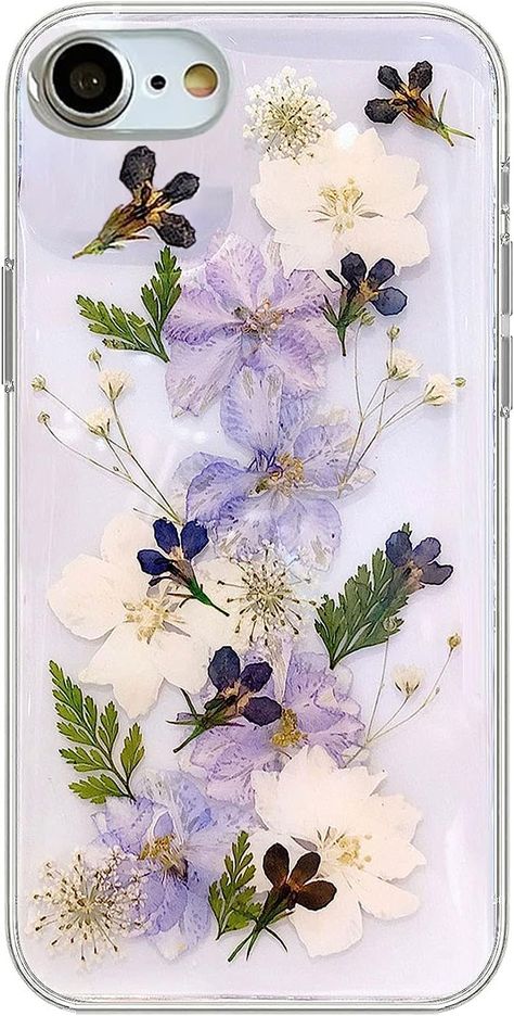 PRICES MAY VARY. 🌺【Unique 3D Real Flower Design】: Bring unparalleled charm to your iPhone! Vibrant floral phone case features an exquisite 3D real flower embossed technique, where each flower is carefully selected and dried, showcasing stunning natural beauty， adding a touch of elegance to your phone. 🌺【Notice】Please be aware that our blue flower iPhone cases are handcrafted with real pressed flowers. This means the position, color, and style of the flowers may slightly vary in each case, addi Phone Cases Cute, Phone Case Floral, Flower Iphone Cases, Navy Flowers, Floral Cases, Glitter Flowers, Iphone Case Protective, Floral Phone Case, Aesthetic Phone Case