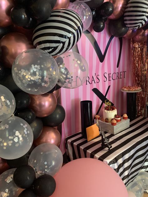 Victoria’s Secret Party Theme, Victoria Secret Themed Party, Victoria Secret Birthday Party Theme, Victoria Secret Party Ideas, Victoria Secret Birthday, Surprise Birthday Dinner, Victoria Secret Party, 18th Party Ideas, Sweet Sixteen Birthday Party Ideas