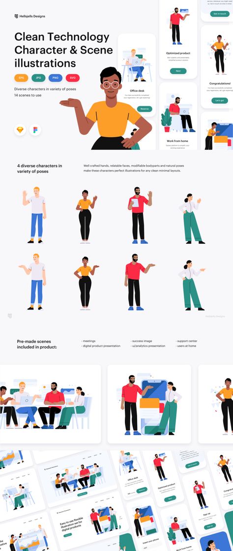 Clean Technology Character & Scene illustrations — Illustrations on UI8 Corporate Character Design, Corporate Illustration Style, Corporate Animation, Corporate Illustration, Character Scene, Character Flat Design, Natural Poses, Storyboard Examples, Vector Characters