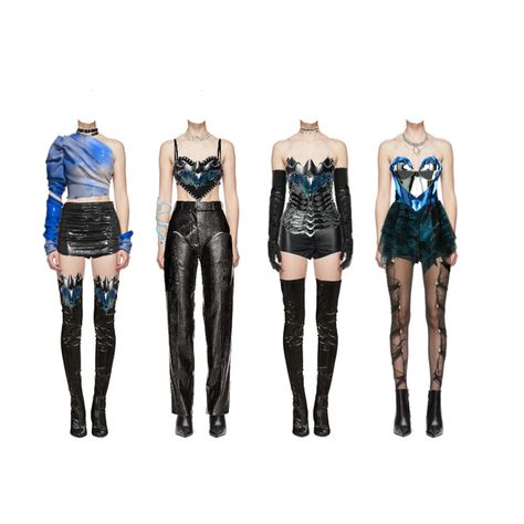 Kpop Costume, Group Outfits, K Pop Girl, Band Outfits, Group 4, Preformance Outfits, Ulzzang Fashion, Kpop Fashion Outfits, Pearl Choker