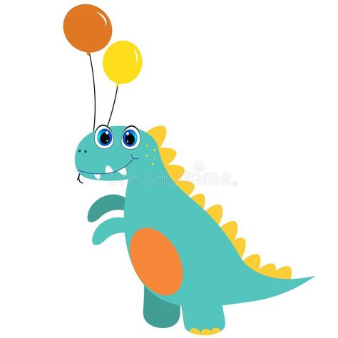 Cute dinosaur with balloon cartoon baby dino vector illustration. Cute dinosaur with balloon cartoon baby dino vector illustration design stock illustration Cake Dino, Nursery Drawings, Portfolio Kindergarten, Balloon Cartoon, Baby Dino, Illustration Cute, New Year's Crafts, Cartoon Dinosaur, Cute Dinosaur