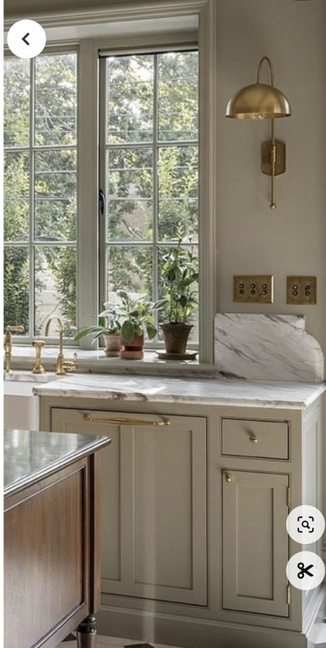 Window Near Stove, Stone Window Sill Kitchen, French Design Kitchen, Trim Around Kitchen Window, Wall Of Windows Kitchen, Sink In Front Of Window, Large Window Kitchen, Backsplash Around Window, Kitchen Windows Above Sink