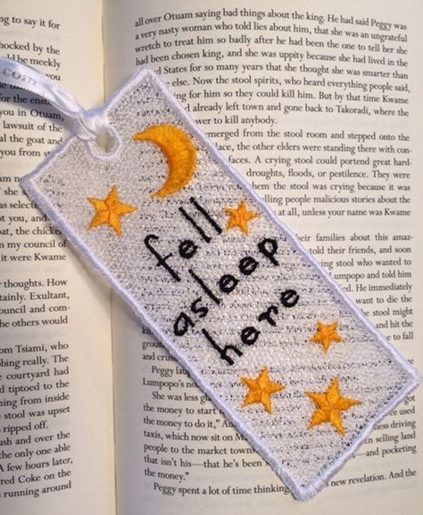 Christmas Book Club, Fsl Embroidery Designs, Lace Bookmark, Fsl Embroidery, Canvas Embroidery, Free Standing Lace, Fell Asleep, Embroidery Book, Embroidered Gifts