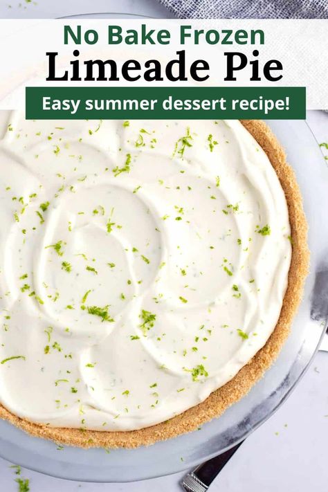 Easy Key Lime Pie Recipe Condensed Milk, Limeade Pie, Frozen Key Lime Pie, Easy Summer Dessert Recipes, Sweetened Condensed Milk Recipes, Frozen Limeade, Lime Pie Recipe, Bites Recipes, Condensed Milk Recipes