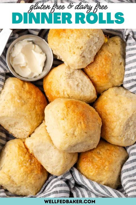 This easy gluten free dinner roll recipe is made with a store bought flour blend. They are soft, squishy yeast rolls that are both gluten free and dairy free. Oat Flour Rolls Gluten Free, Gluten Free Dairy Free Rolls, Gluten Free Rolls Easy, Gluten Free Dinner Rolls Easy, Gluten Free Bread Flour Recipe, Gluten Free Rolls Recipe, Gluten Free Dinner Rolls Recipe, Gluten Free Yeast Rolls, Gf Rolls