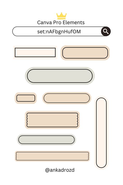 Aesthetic Rectangle | Canva Pro Elements Keywords. All elements can be repainted in any color. Search: set:nAFbgnHufOM My brand on Canva: @ankadrozd #canva #elements #keywords #canvapro #canvaelements #canvacontributor #canvacreator #clipart #aesthetic #fortext #rectangle #shape #decor Canva Shapes Elements, Elemen Canva Vintage, Free Elements Canva, Canva Scrapbook Elements, Nametag Aesthetic Design, Canva Background Keyword, Elemen Canva Aesthetic, Canva Aesthetic Elements, Canva Slides