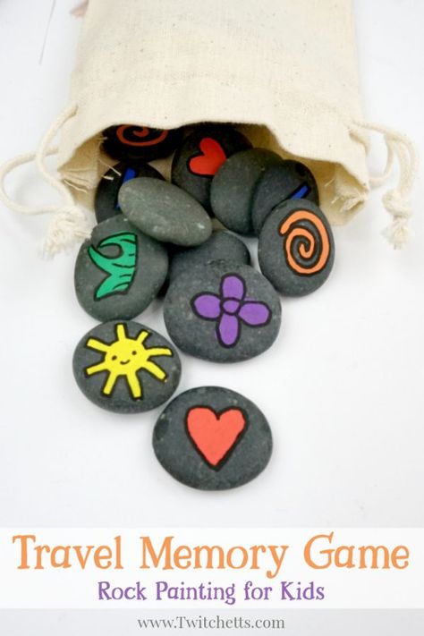 Learn how to make fun memory games out of rocks. They are a travel-ready boredom buster that's kid approved! #memorygame #rocpaintingideas #rockgame #howtomaketravelmemory #travelmemory #rockpaintingideas #giftsfrompaintedrocks #kidsactivities #twitchetts Young Enterprise, Carnival Games For Kids, Rock Games, Kids Market, Story Stone, Story Stones, Making Gifts, Memory Games For Kids, Mini Game